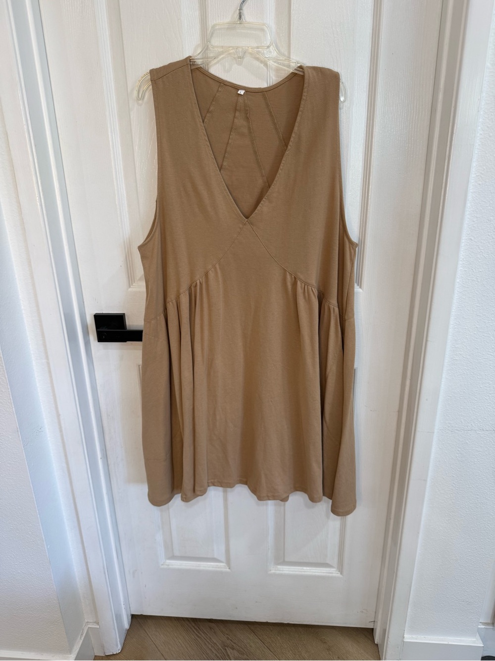 Camel Sleeveless Babydoll Tunic Dress Large 100% Cotton